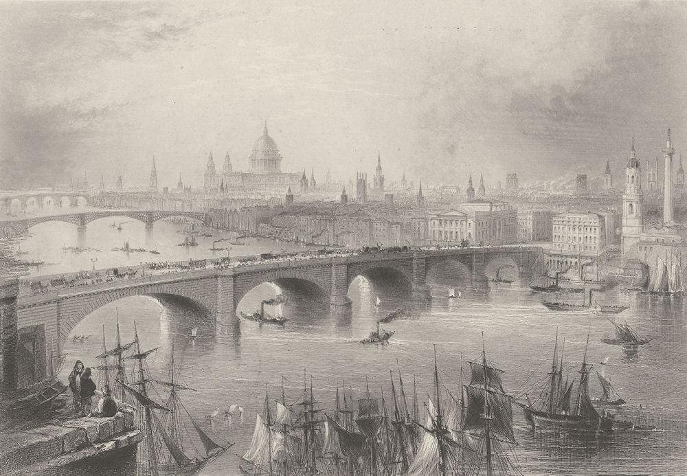 General view of London, from Southwark. BARTLETT 1842 old antique print
